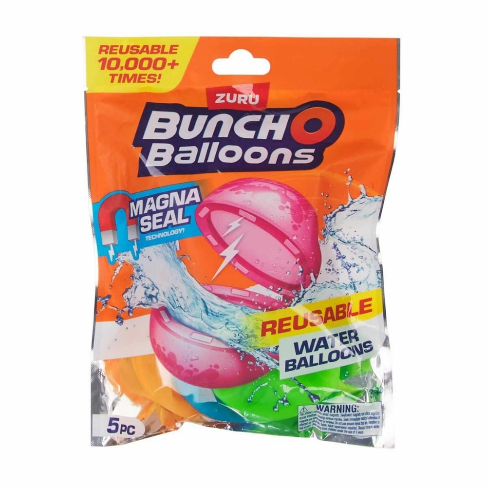 NEW Zuru Bunch O Balloons Reusable Water Balloons 5 Pack Magnetic Seal